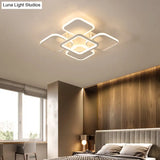 Contemporary Led Flush Mount Ceiling Lamp - White Frame Metal Flushmount Lighting For Living Room