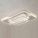 Contemporary Led Flush Mount Ceiling Lamp - White Frame Metal Flushmount Lighting For Living Room /