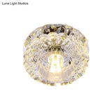 Contemporary Led Flush Mount Ceiling Lamp With Clear Crystal Accents - Perfect For Corridors