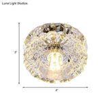 Contemporary Led Flush Mount Ceiling Lamp With Clear Crystal Accents - Perfect For Corridors