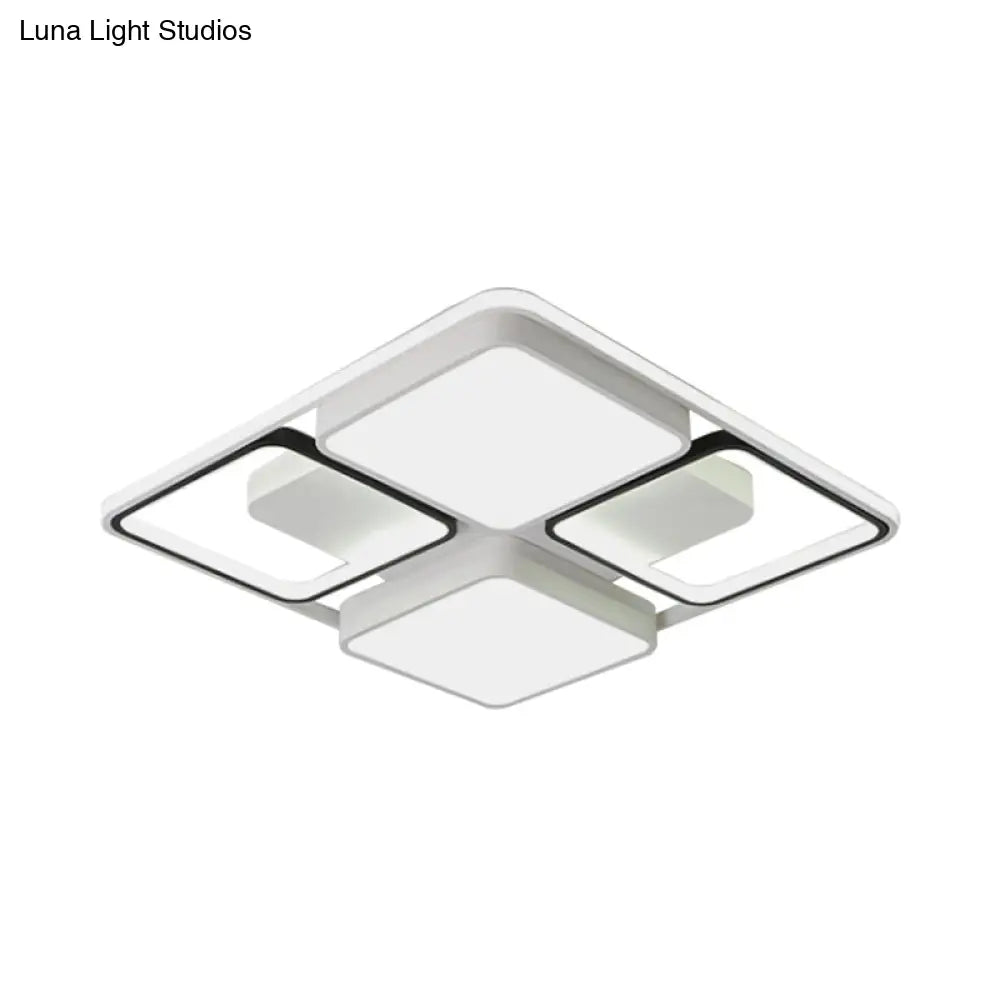 Contemporary Led Flush Mount Ceiling Light In Black/White 19.5’/45’ Wide
