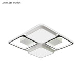 Contemporary Led Flush Mount Ceiling Light In Black/White 19.5’/45’ Wide