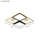 Contemporary Led Flush Mount Ceiling Light In Black/White 19.5’/45’ Wide