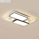 Contemporary Led Flush Mount Ceiling Light In Black/White 19.5’/45’ Wide