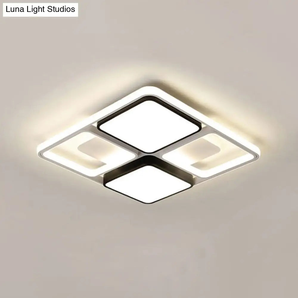 Contemporary Led Flush Mount Ceiling Light In Black/White 19.5’/45’ Wide