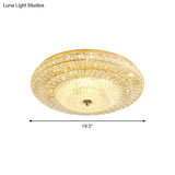Contemporary Led Flush Mount Ceiling Light In Gold With Crystal Shade - Perfect For Bedrooms!