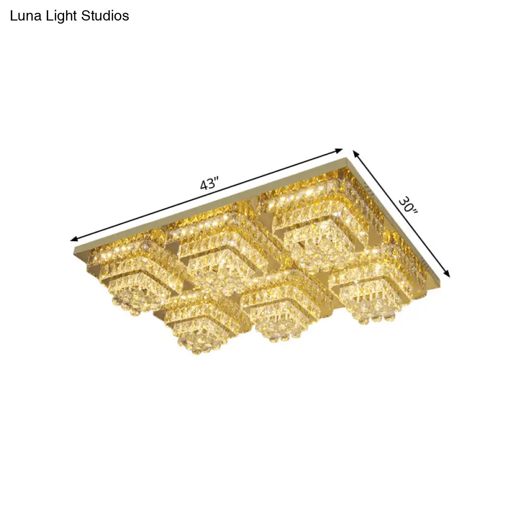 Contemporary Led Flush Mount Ceiling Light With Clear Crystal Shade