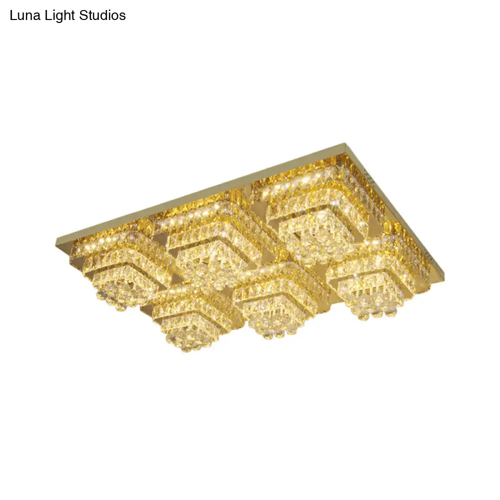 Contemporary Led Flush Mount Ceiling Light With Clear Crystal Shade