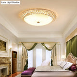 Contemporary Led Flush Mount Ceiling Light With Opal Glass Bowl And Crystal Accents - 12’/16’ Gold