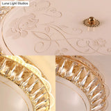 Contemporary Led Flush Mount Ceiling Light With Opal Glass Bowl And Crystal Accents - 12’/16’ Gold