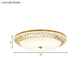 Contemporary Led Flush Mount Ceiling Light With Opal Glass Bowl And Crystal Accents - 12’/16’ Gold