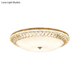 Contemporary Led Flush Mount Ceiling Light With Opal Glass Bowl And Crystal Accents - 12’/16’ Gold