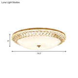 Contemporary Led Flush Mount Ceiling Light With Opal Glass Bowl And Crystal Accents - 12’/16’ Gold