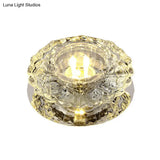 Contemporary Led Flush Mount Crystal Ceiling Light - Minimalist Clear Round Fixture For Hallways