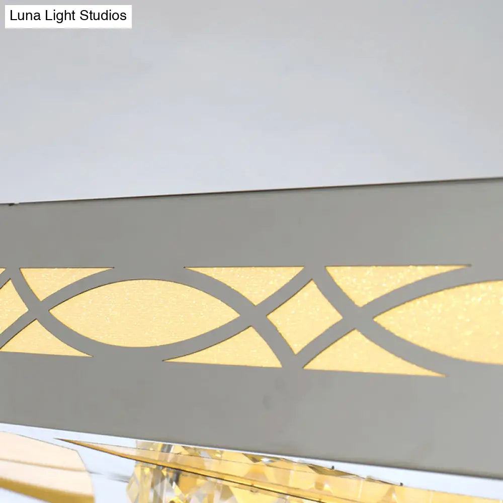 Contemporary Led Flush Mount Lamp - Rectangle Shape White Acrylic Ceiling Fixture For Living Room 3