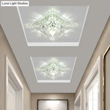 Contemporary Led Flush Mount Lamp With Clear Crystal Shade - Chrome Ceiling Fixture
