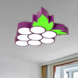 Contemporary Led Flush Mount Light Fixture With Acrylic Shade - White Grape/Banana/Apple Theme / B