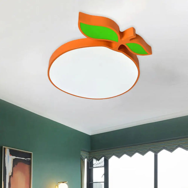 Contemporary Led Flush Mount Light Fixture With Acrylic Shade - White Grape/Banana/Apple Theme / E