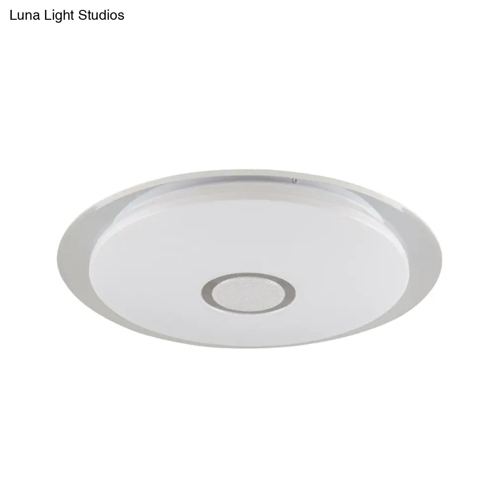 Contemporary Led Flush Mount Light In White/Natural For Living Room