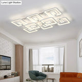 Contemporary Led Flush Mount Light White Multi-Layer Ceiling Lamp With Acrylic Shade In