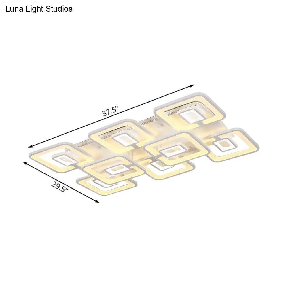 Contemporary Led Flush Mount Light White Multi-Layer Ceiling Lamp With Acrylic Shade In