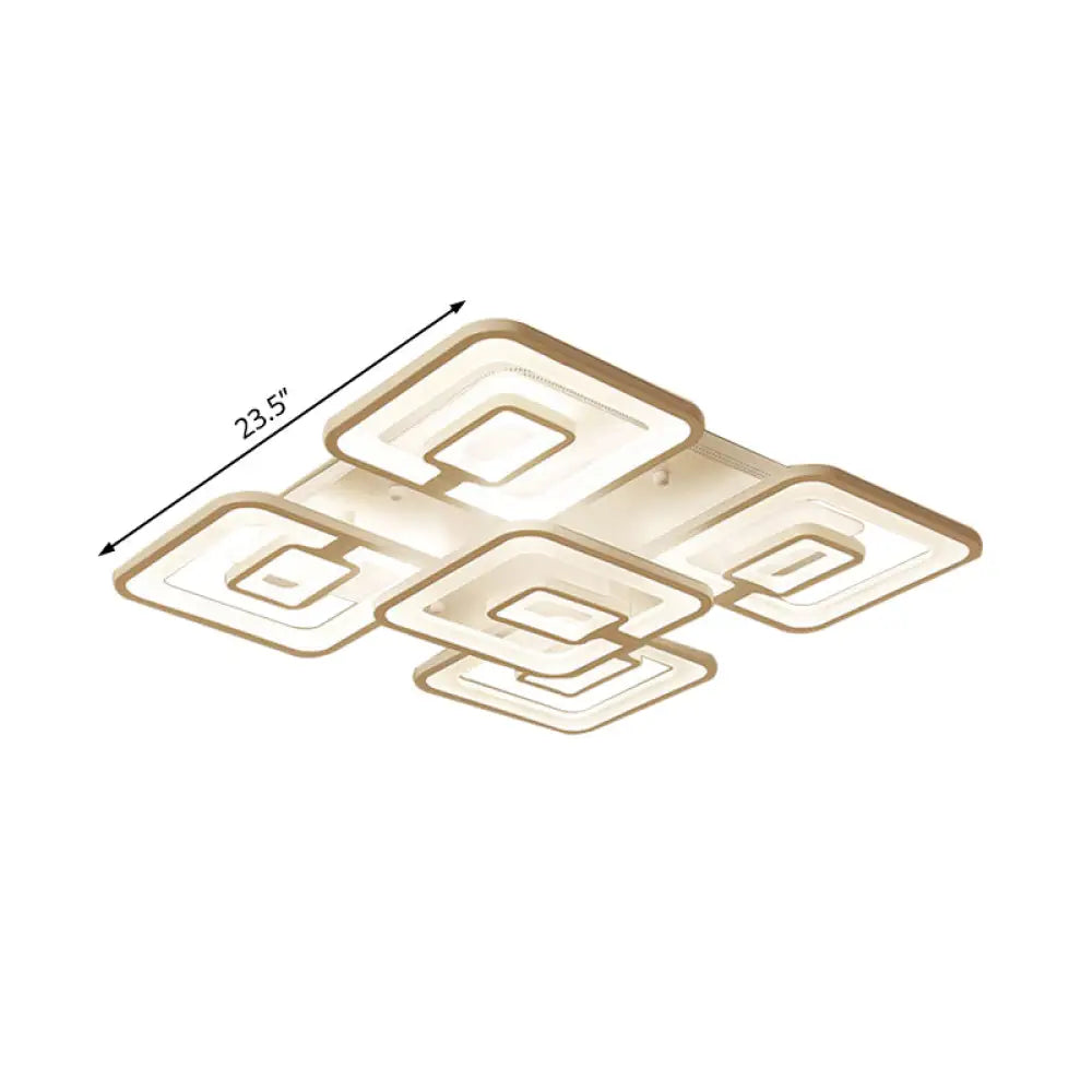 Contemporary Led Flush Mount Light White Multi-Layer Ceiling Lamp With Acrylic Shade In