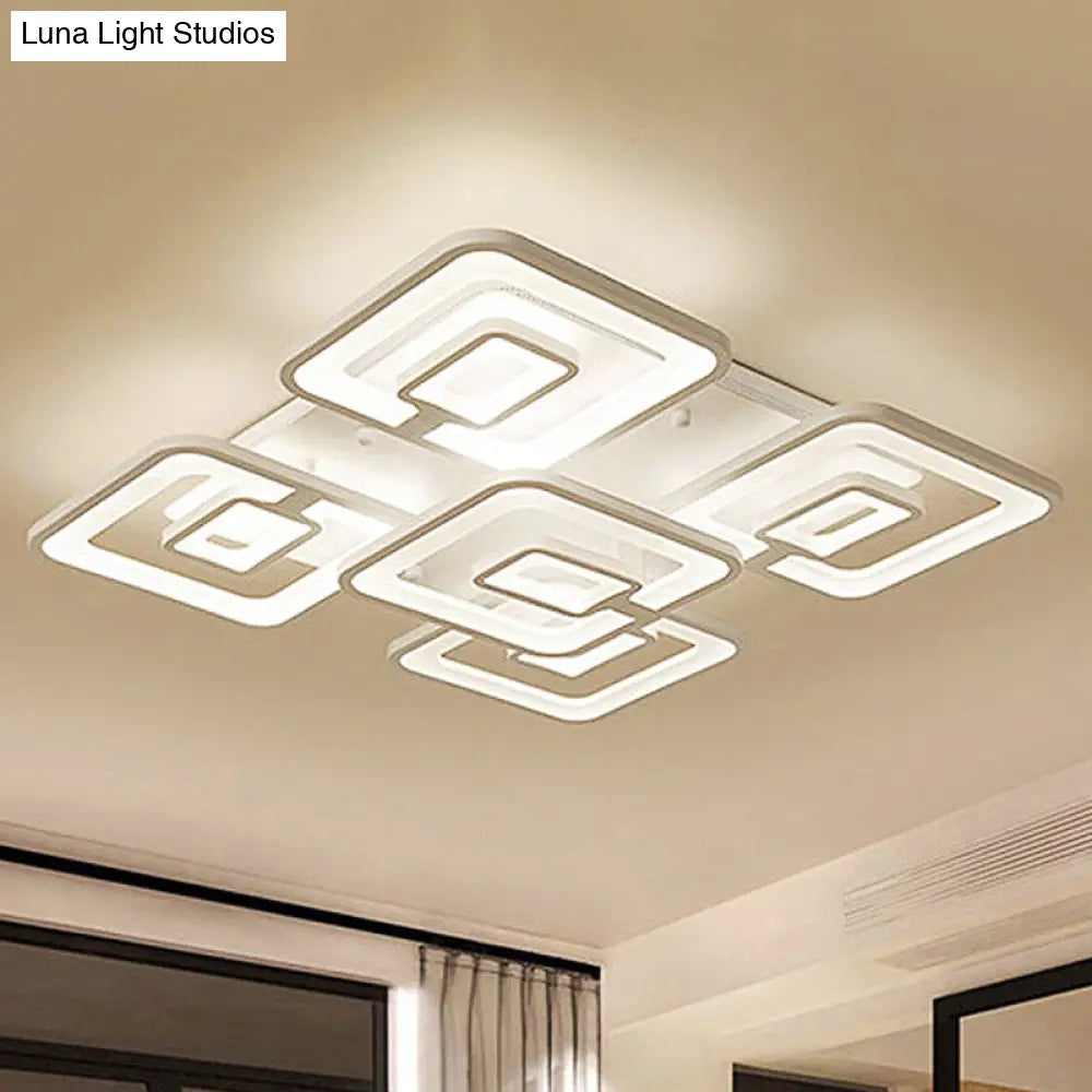 Contemporary Led Flush Mount Light White Multi-Layer Ceiling Lamp With Acrylic Shade In