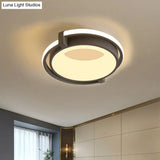 Contemporary Led Flush Mount Light With Black/Grey Ring And Acrylic Shade In White/Warm/Neutral -