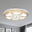 Contemporary Led Flush Mount With Clear Rectangular - Cut Crystals And Flower Design