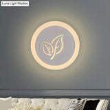 Contemporary Led Flush Wall Sconce In White With Leaf Pattern - Modern Circle Design