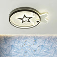 Contemporary Led Flushmount Ceiling Light - Loving Heart/Star Design Black Acrylic Fixture For