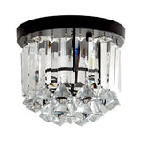 Contemporary Led Flushmount Ceiling Light With Black Cascade Design And Crystal Prisms Shade -