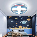 Contemporary Led Flushmount Light With Acrylic Blue Plane Design Ceiling Mount In Warm/White For