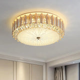 Contemporary Led Flushmount Light With Bevel Cut Crystals And Metal Finish - Close To Ceiling Lamp