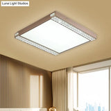 Contemporary Led Flushmount Light With Crystal Bead Deco Gold/Coffee Square Metal Ceiling Mount