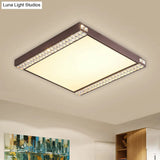 Contemporary Led Flushmount Light With Crystal Bead Deco Gold/Coffee Square Metal Ceiling Mount