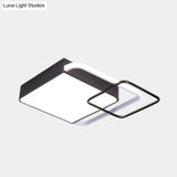 Contemporary Led Flushmount Lighting In Black Square Design – White/Warm Light 18’/21.5’ Wide