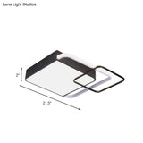 Contemporary Led Flushmount Lighting In Black Square Design – White/Warm Light 18’/21.5’ Wide