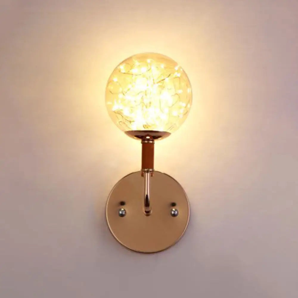 Contemporary Led Glass Wall Mount Light With Bedroom Starry Theme Gold / Amber