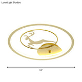 Contemporary Led Gold Deer Flush Ceiling Light - Stylish Acrylic Lamp For Bedroom