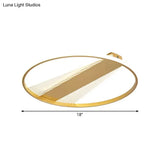 Contemporary Led Gold Flush Mount Ceiling Lamp For Bedroom - Ring Metal Fixture 18/21.5 Width