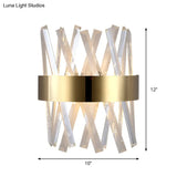 Contemporary Led Gold Sconce Light With Clear Crystal Prism For Bedroom