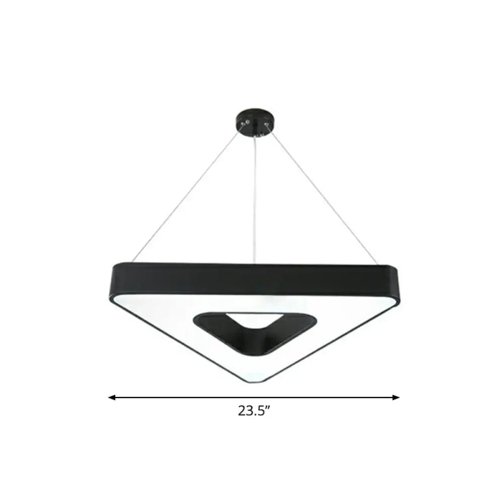 Contemporary Led Gym Chandelier - Modern Triangular Acrylic Suspension Light (Black) Black / 23.5