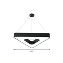 Contemporary Led Gym Chandelier - Modern Triangular Acrylic Suspension Light (Black) Black / 23.5