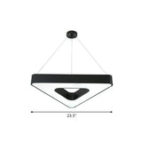Contemporary Led Gym Chandelier - Modern Triangular Acrylic Suspension Light (Black) Black / 23.5