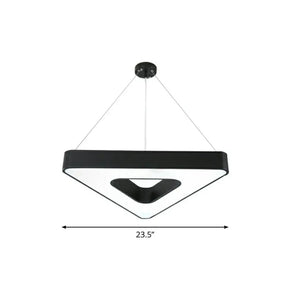 Contemporary Led Gym Chandelier - Modern Triangular Acrylic Suspension Light (Black) Black / 23.5