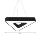 Contemporary Led Gym Chandelier - Modern Triangular Acrylic Suspension Light (Black) Black / 39.5