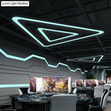 Contemporary Led Gym Chandelier - Modern Triangular Acrylic Suspension Light (Black)