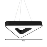 Contemporary Led Gym Chandelier - Modern Triangular Acrylic Suspension Light (Black) Black / 47.5