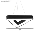 Contemporary Led Gym Chandelier - Modern Triangular Acrylic Suspension Light (Black)